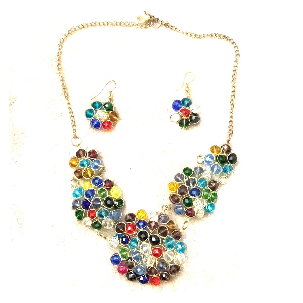 Colorful transperant beaded necklace set